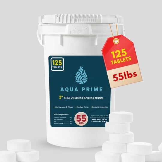 AquaPrime 3-Inch Chlorine Tablets Ultimate Pool Care Solution for Lasting, Powerful Sanitization in Pools & Spas, 55 lbs