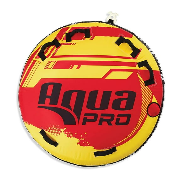 AquaPro Heavy Duty Nylon Deck Style Towable 1 Person Rider, Yellow and Red
