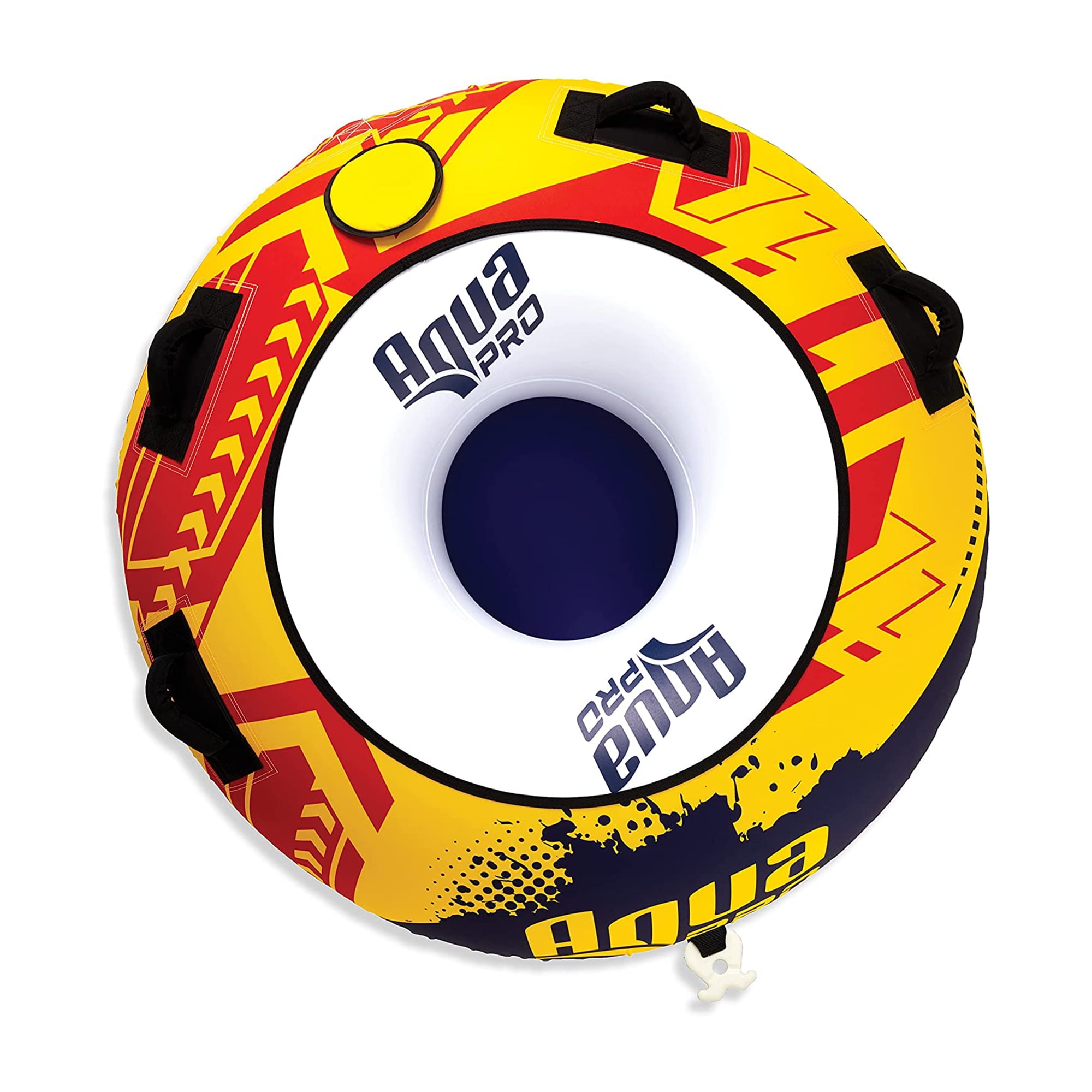 AquaPro Heavy Duty Nylon Deck Style Towable 1 Person Rider, Yellow and Red