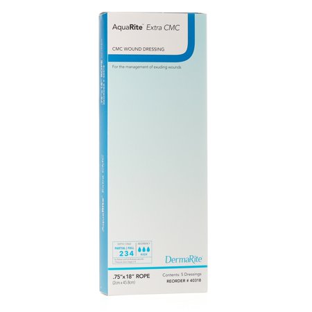 AquaRite Extra CMC Cellulose Gelling Fiber Wound Dressing White 3/4 X 18 Inch Sterile 40318, 5 Ct