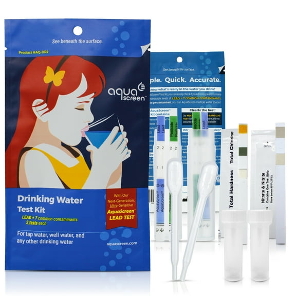 AquaScreen Drinking Water Test Kit - Includes 2 Droppers, 2 Tubes, 2 Sets of Tests