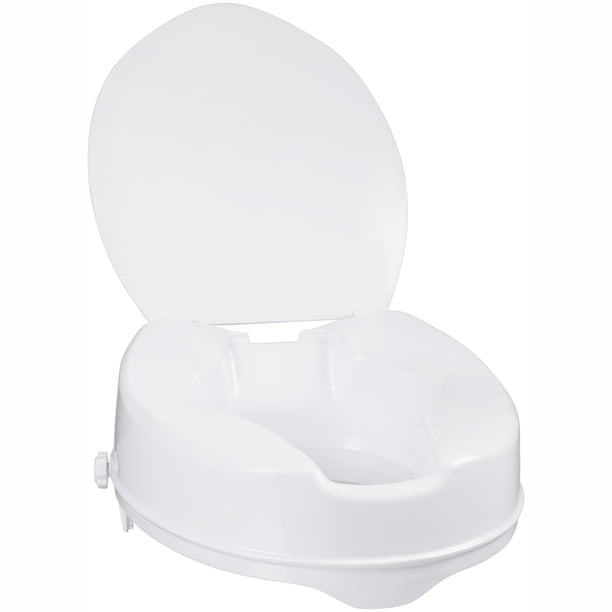 AquaSense Raised Toilet Seat with Lid, White, 4 Inch