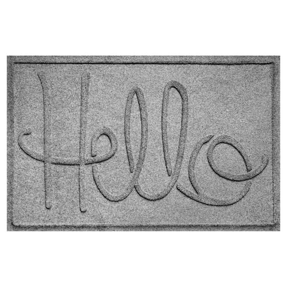 AquaShield Bungalow Flooring Hello Doormat, Medium Grey