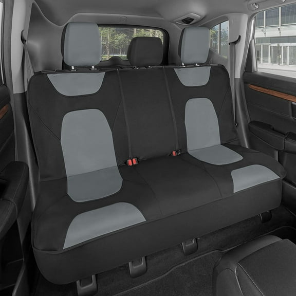 AquaShield Waterproof Gray Rear Split Bench Seat Covers for Trucks Rear Seat Cover Only - Black Car Seat Covers, Back Seat Cover Only - Durable Neoprene Spill Resistant for Kids & Dogs