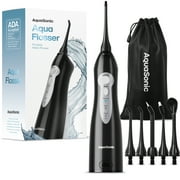 AquaSonic Aqua Water Flosser - Rechargeable Portable Oral Irrigator, 4 Tips, 3 Modes (Black)
