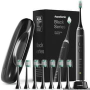 AquaSonic Black Series Electric Toothbrush - Rechargeable, 4 Modes, Travel Case, 8 Brush Heads