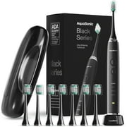 AquaSonic Black Series Electric Toothbrush - Rechargeable, 4 Modes, Travel Case, 8 Brush Heads
