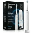 thumbnail interactive-video image 1 of AquaSonic Elite Rechargeable Electric Toothbrush Set - ADA Accepted, 5 Modes, Travel Case, 8 Brush Heads  (Optic White), 1 of 9