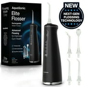 AquaSonic Elite Water Flosser - 300ml Tank, 4 Modes, 8 Pressures, 4 Tips, Waterproof - Black