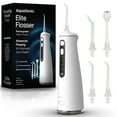 thumbnail image 1 of AquaSonic Elite Rechargeable Water Flosser - 300ml Tank, 4 Tips, Travel Bag, Waterproof - White, 1 of 7
