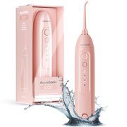AquaSonic Icon Electric Water Flosser - 150ml Tank, Cordless Rechargeable, Waterproof, Portable Oral Irrigator - Light Pink