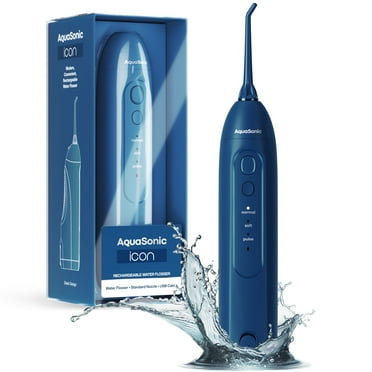 AquaSonic Icon Electric Water Flosser - 150ml Tank, Cordless Rechargeable, Waterproof, Portable Oral Irrigator - Navy
