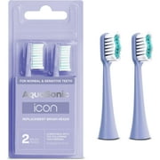 AquaSonic Icon Replacement Brush Heads - ADA Approved, Micro-Vibrations Technology, Multi-Length Bristles, Easy Replacement - For Normal & Sensitive Teeth | 2 Brush Heads Purple