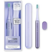 AquaSonic Icon Slim Electric Toothbrush - For Adults and Kids, Magnetic Holder, Travel Case, Rechargeable (Lilac)