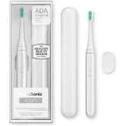 AquaSonic Icon Slim Electric Toothbrush - For Adults and Kids, Magnetic Holder, Travel Case, Rechargeable (White)
