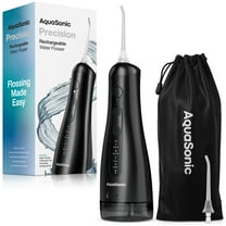 AquaSonic Precision Rechargeable Cordless Water Flosser with Travel Bag and 2 Standard Flossing Tips - Black
