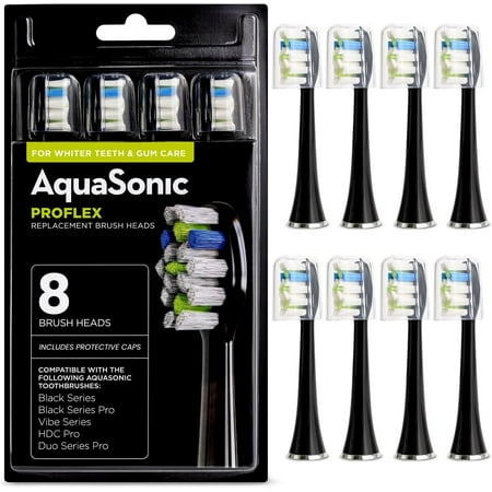 AquaSonic - ProFlex Brush Heads - 8 Pack - black