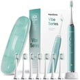 thumbnail image 1 of AquaSonic Vibe Electric Toothbrush Set - ADA Accepted, Rechargeable, 4 Modes, Travel Case, 8 Brush Heads - Green Metallic, 1 of 7