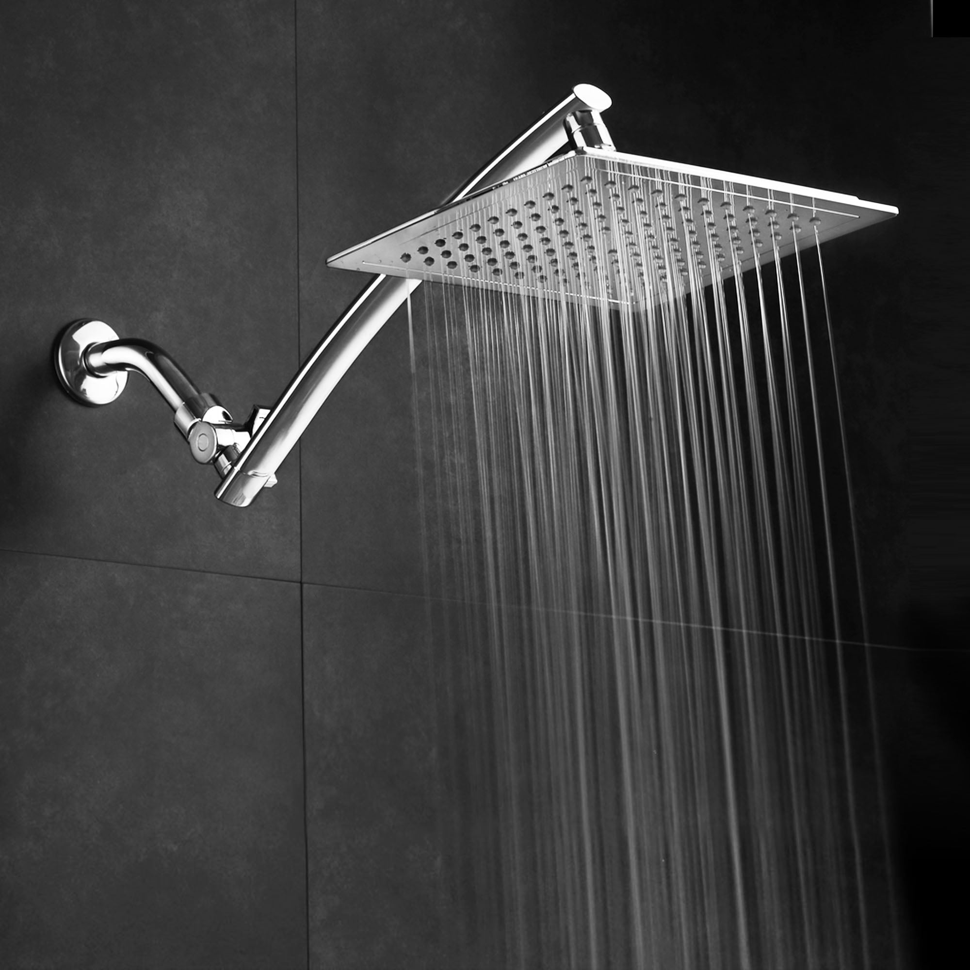 AquaSpa Mega Size 9-Inch Chrome Face Square Rainfall Showerhead, Chrome