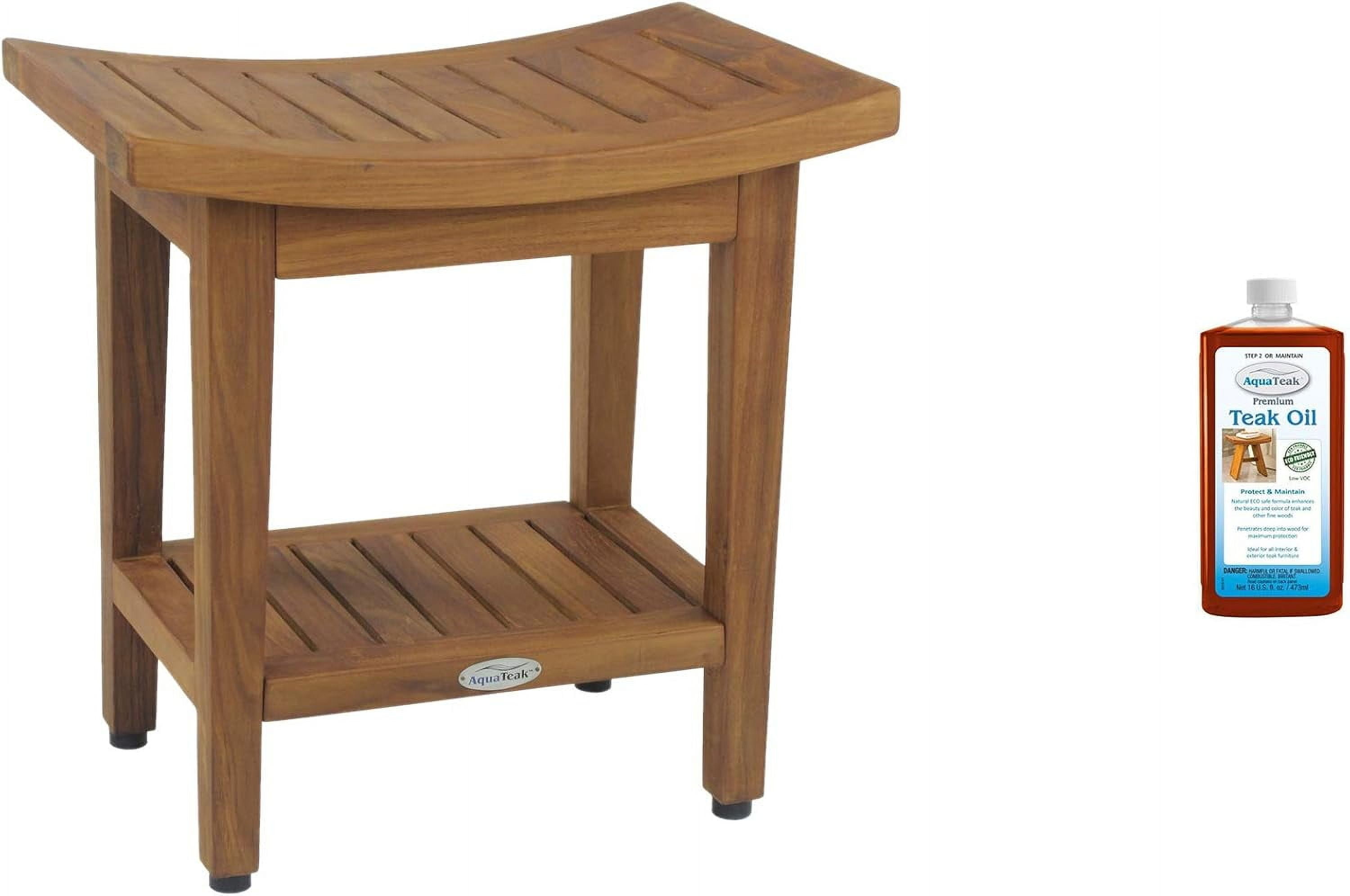 AquaTeak Patented 18" Maluku Teak Shower Bench with Shelf & AquaTeak ...