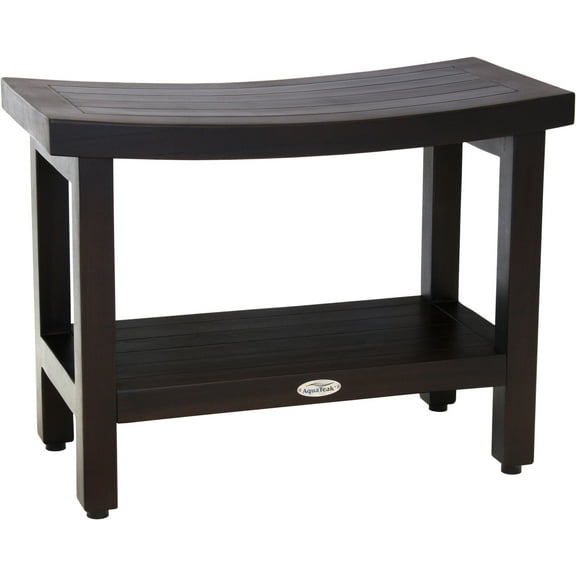 AquaTeak Patented Sumba Teak Shower Bench with Shelf Mocha - 24" with Shelf