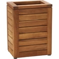 AquaTeak Teak Wood Waste Basket – Solid Teak, Stainless Steel Hardware, Indoor/Outdoor Use
