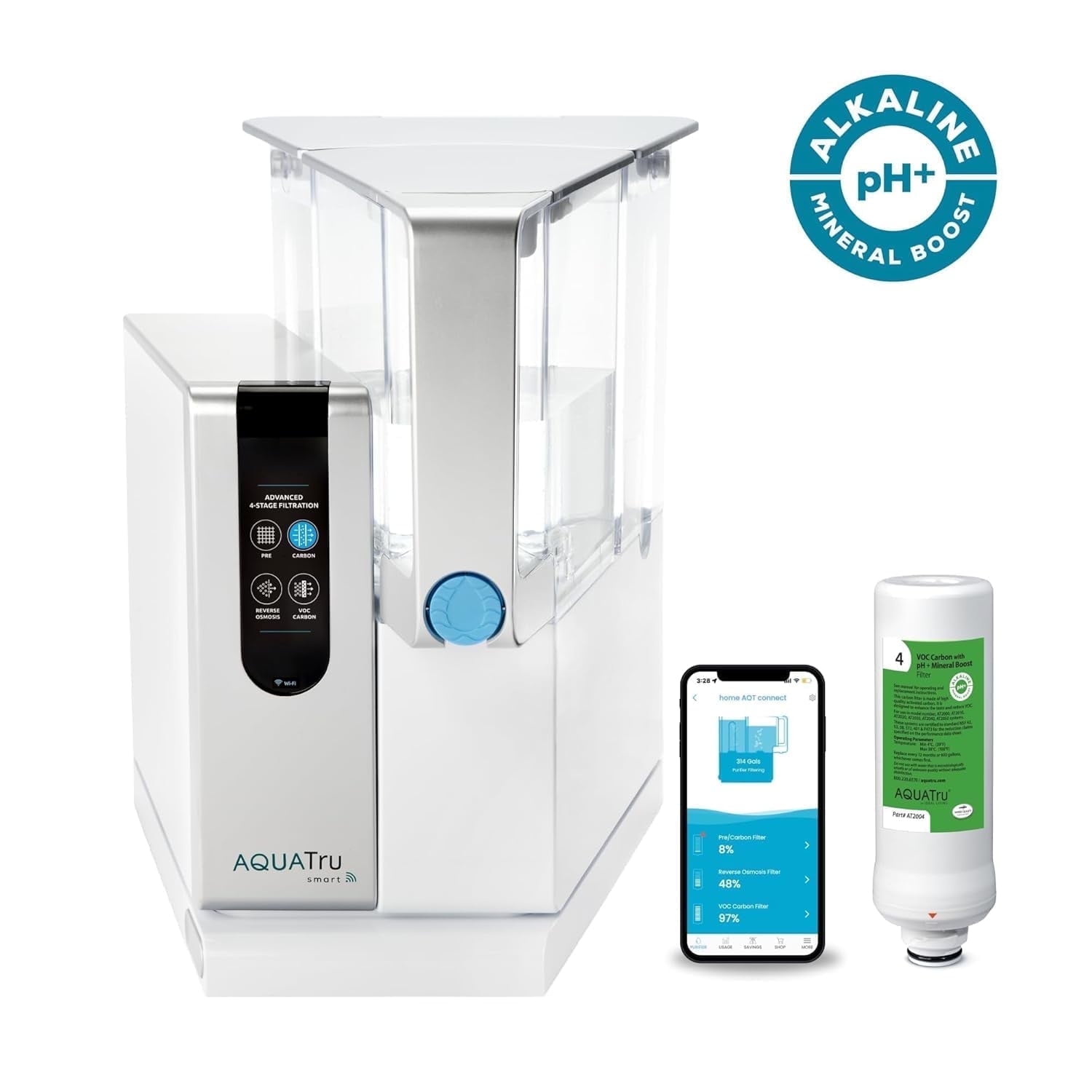 AquaTru Classic Smart Countertop Water Purifier for Forever PFOA, PFOS & Other Contaminants with App | No Plumbing or Installation Required