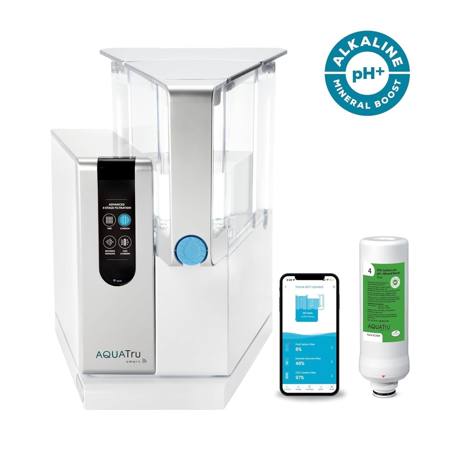 AquaTru Classic Smart Countertop Water Purifier for Forever PFOA, PFOS & Other Contaminants with App | No Plumbing or Installation Required