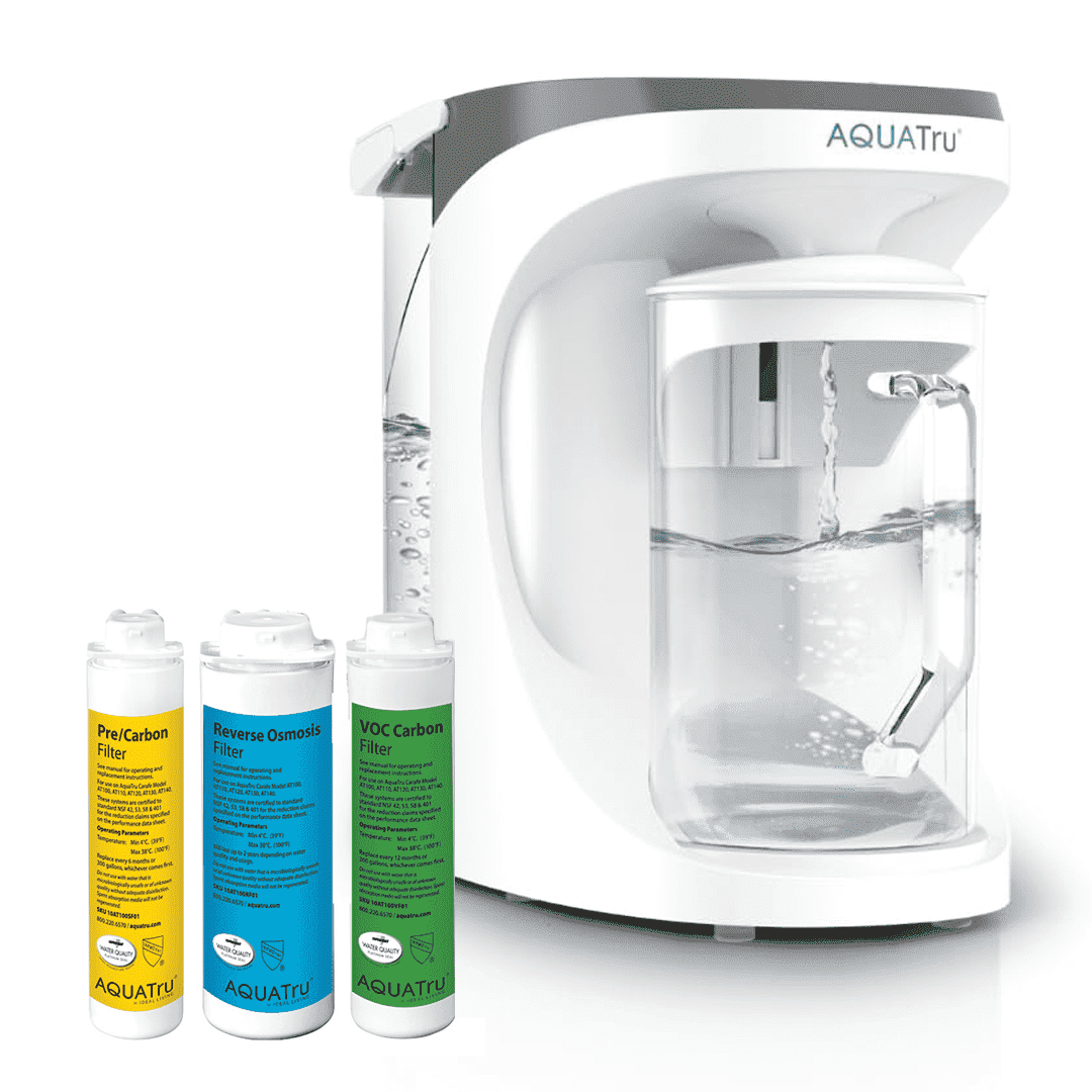 AquaTru Carafe Countertop Glass Water Purifier, 64 Fl Oz