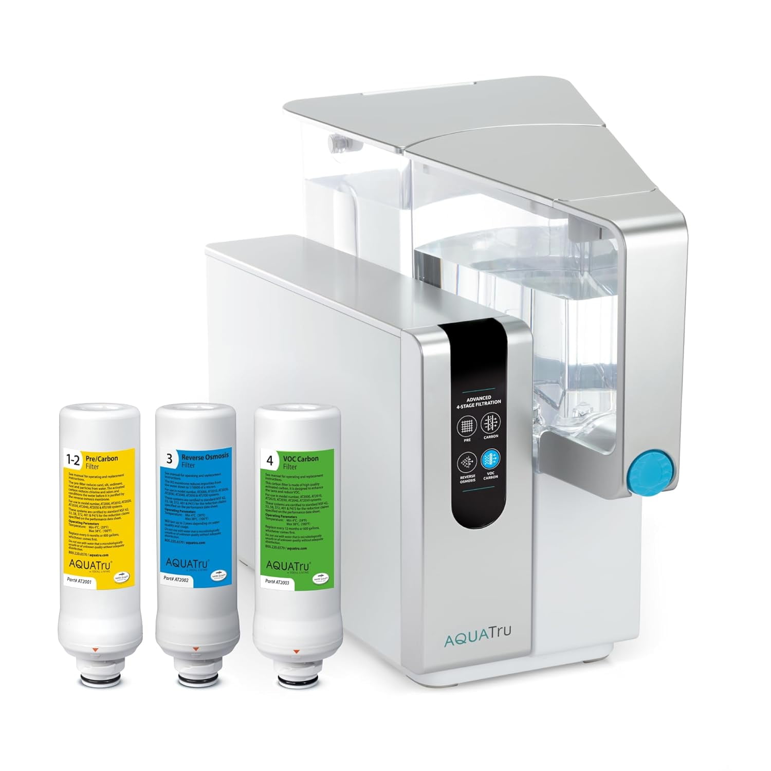 AquaTru Classic Countertop Water Filtration System with 4-Stage Ultra Reverse Osmosis, BPA Free