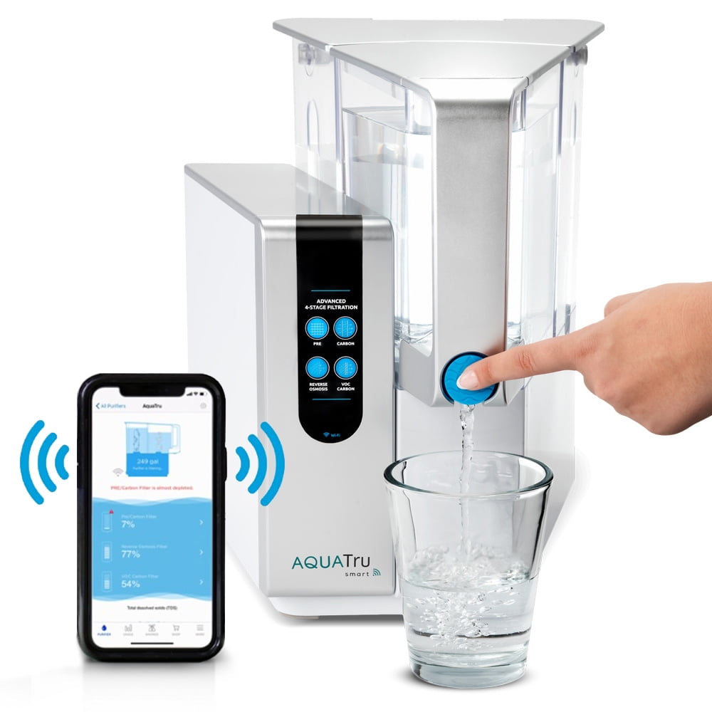 AquaTru Classic Smart Countertop Water Filtration System, 4-Stage Ultra Reverse Osmosis