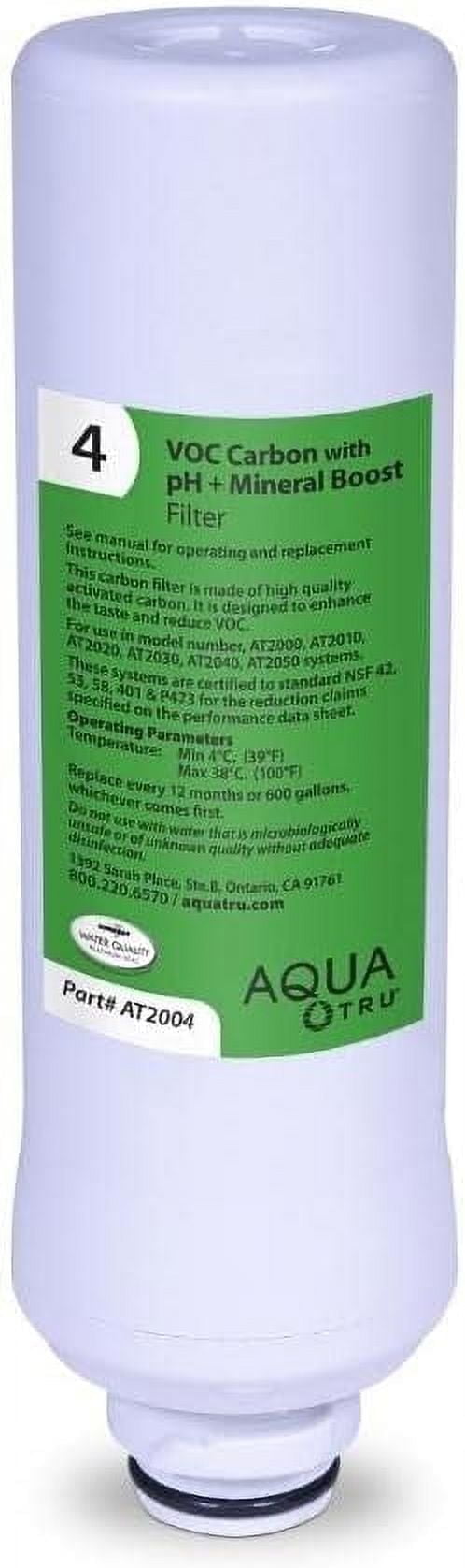 AquaTru Stage 4 Replacement VOC Filter with pH+ Mineral Boost for AquaTru Classic, Connect & Under Sink, 1 Pack