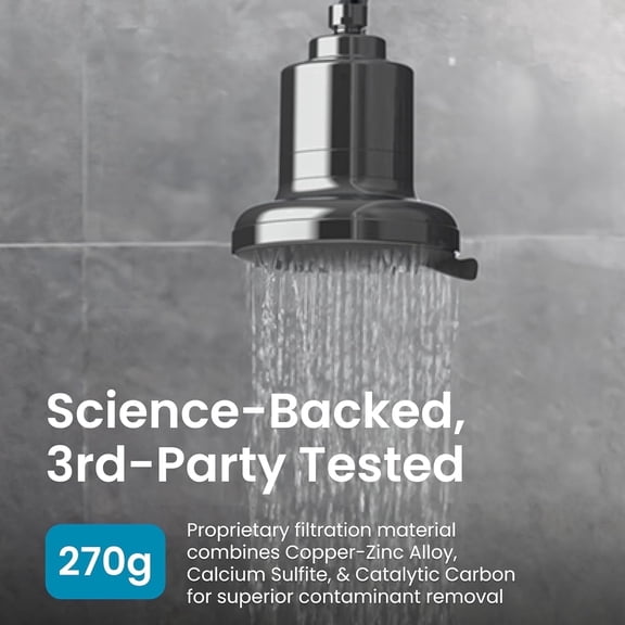 AquaTru Filtered Shower Head for Chlorine Removal, Hard Water Shower Filter for Skin and Hair, Polished Chrome ABS