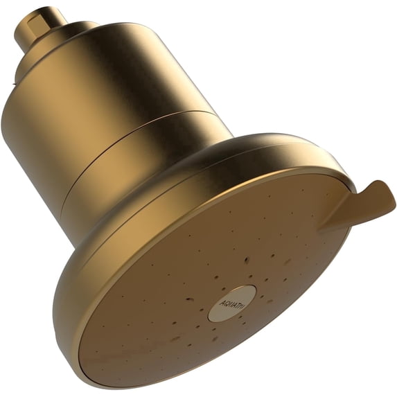 AquaTru Filtered Shower Head for Chlorine Removal, Hard Water Shower Filter for Skin and Hair, Brushed Gold ABS