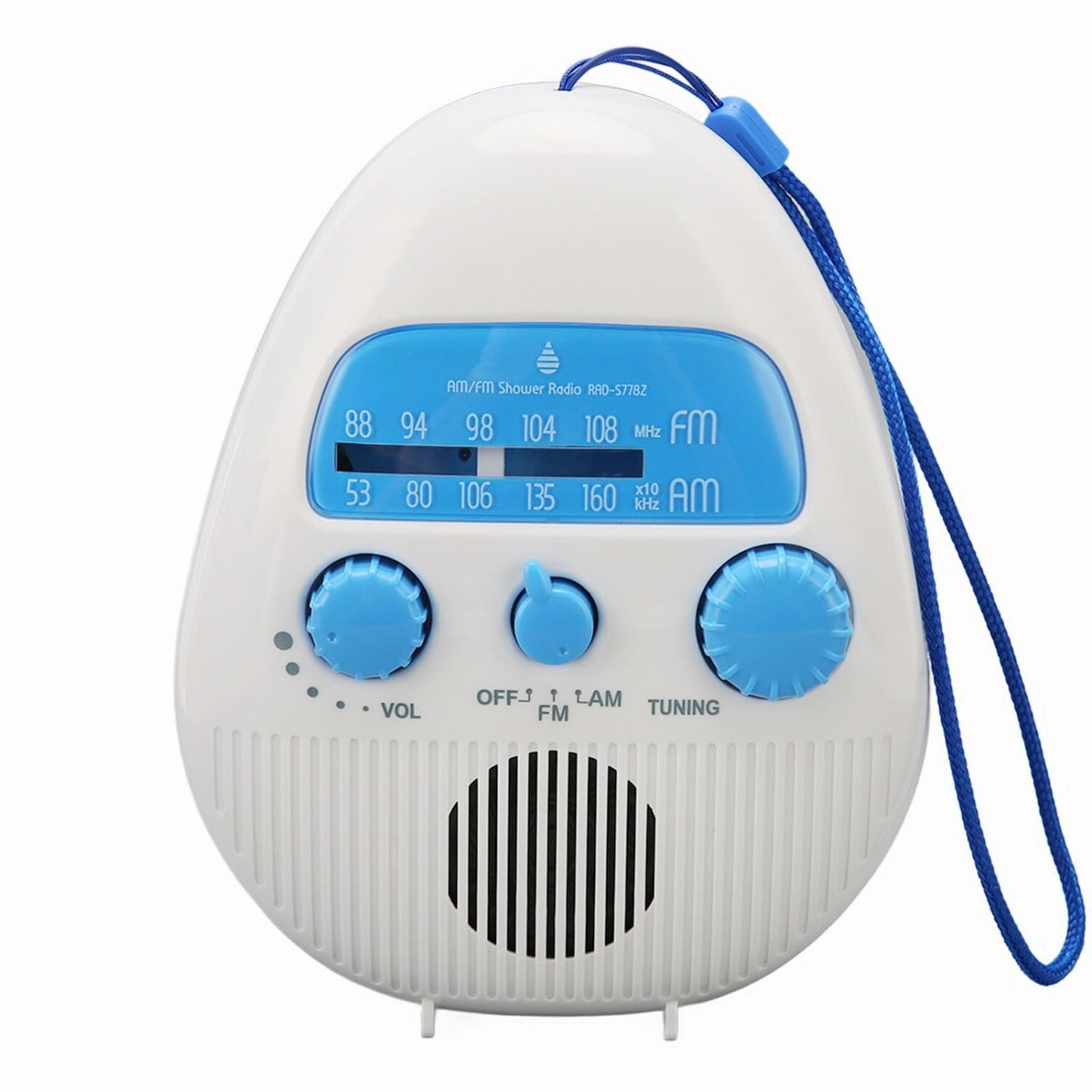AquaTune Portable Waterproof Shower Radio with Builtin Speaker and AM