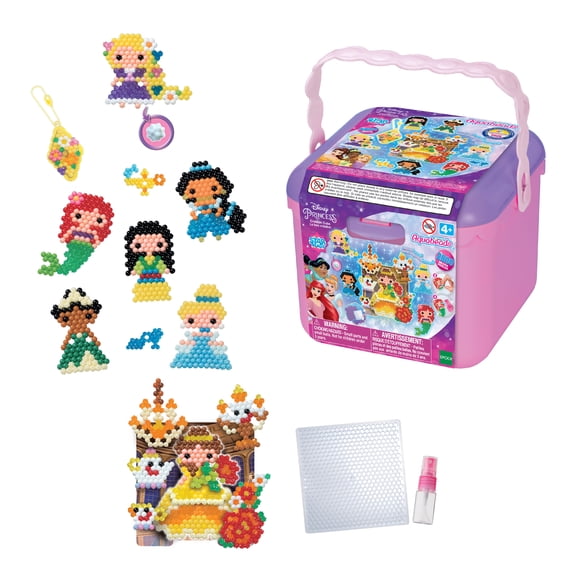 Aquabeads Disney Princess Creation Cube, Complete Arts & Crafts Bead Kit for Children - over 2,500 beads & Display Stand the create Belle, Ariel, Tiana, Rapunzel and more