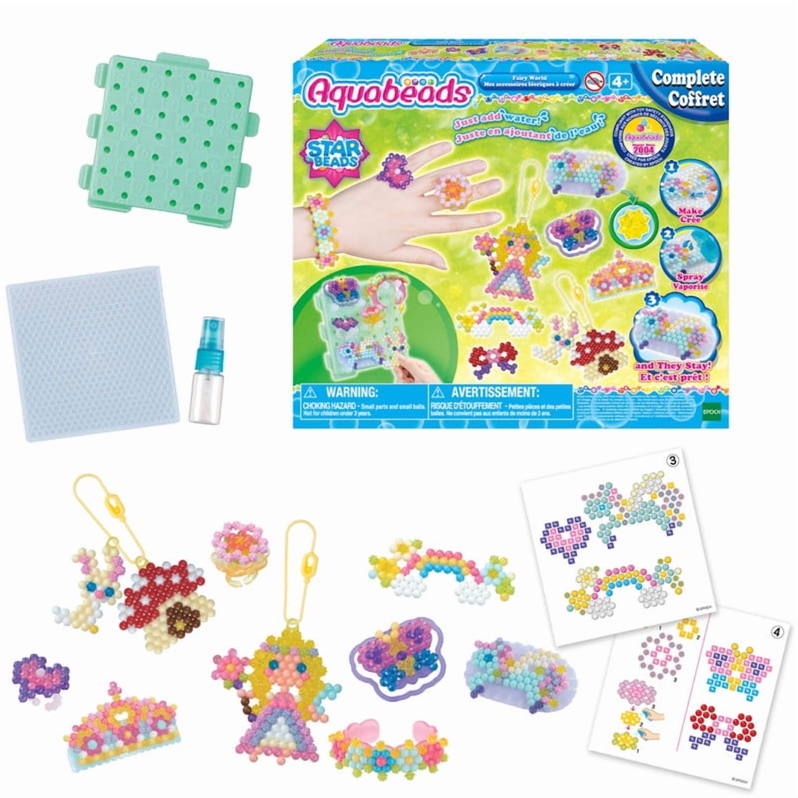 Aquabeads Fairy World Complete Arts & Crafts Bead Kit for Childrens - over 800 beads & wearable rings, bracelets, keychains and more