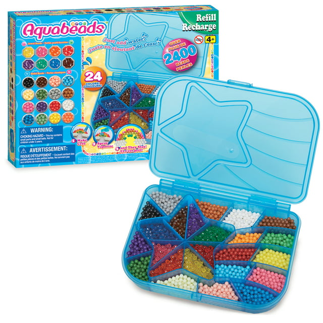 Aquabeads Mega Bead Refill Pack, Arts & Crafts Bead Refill Kit for Children - over 2,400 beads and shooting star storage case