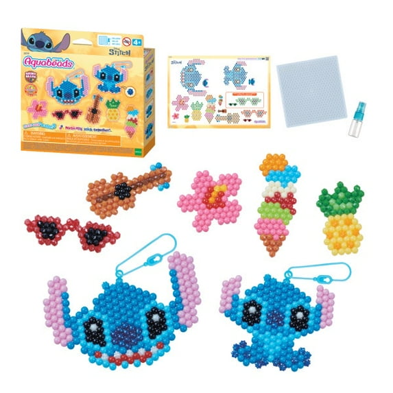 Aquabeads Stitch Keychain Craft Kit - Craft Kit for Kids Ages 4+ - 700 Beads in 24 Colors with Tray, Sprayer & Accessories - Create Stitch, Ukulele & More
