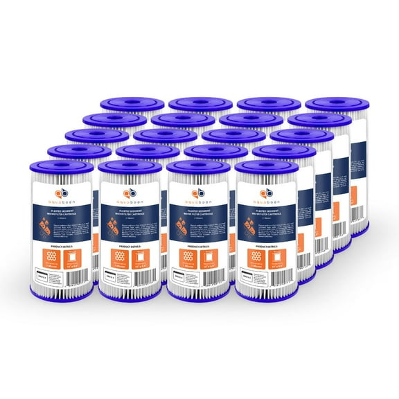 Aquaboon 1 Micron 10" Pleated Sediment Water Filter Replacement Cartridge | Whole House Sediment Filtration | Compatible with FM-BB-10-1, ECP1-BB, FM-BB-10-1A, HDC3001, WPC1FF975, 20-Pack