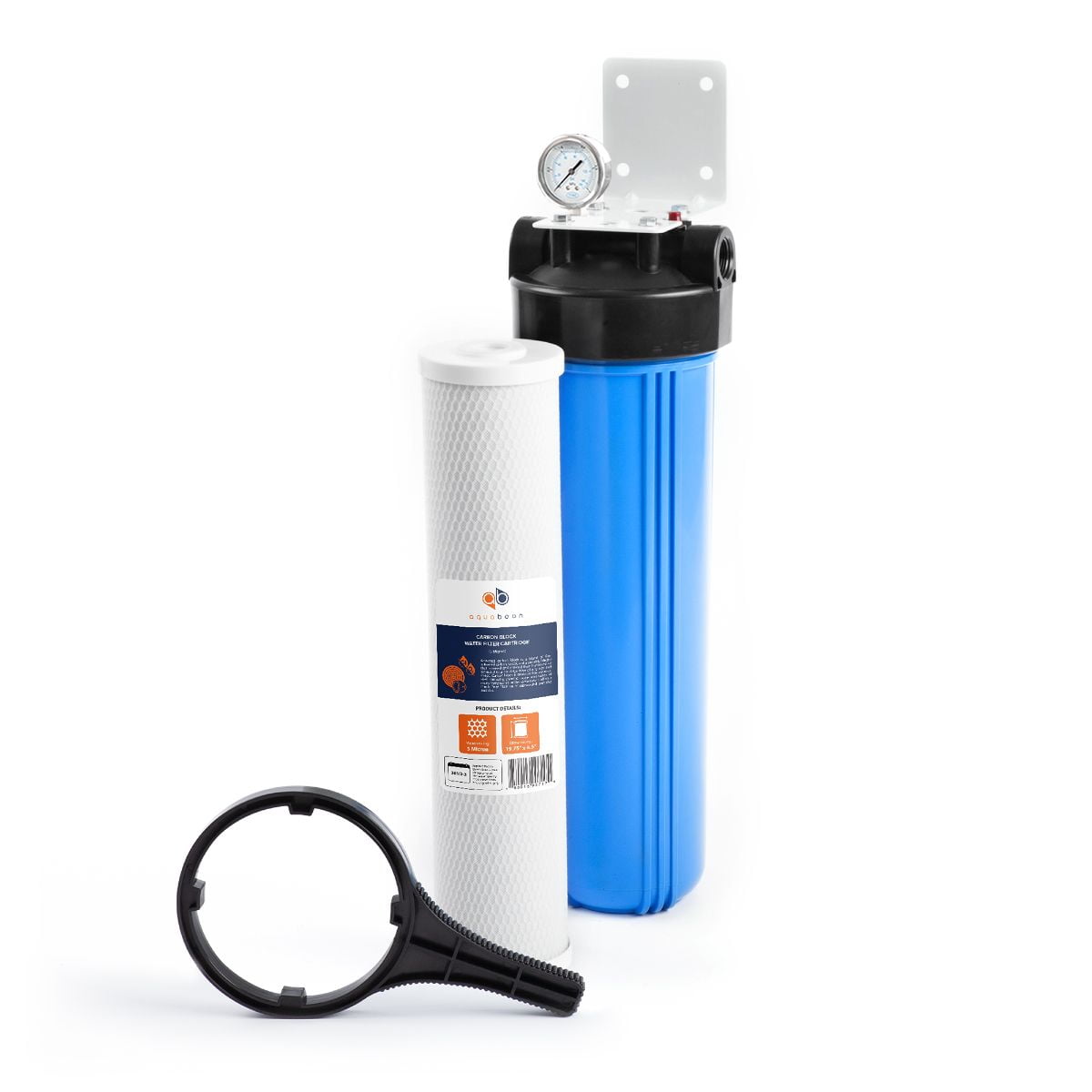 Aquaboon 20" x 4.5" Whole House Water Filter System | Universal Carbon Block CTO | Activated Coconut Shell Cartridge 5 Micron | Compatible with Tier1 FH-20-45-CARBON-KIT, Ronaqua RA-124-20-CT