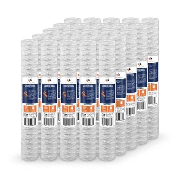 Aquaboon 5 Micron 20" x 2.5" String Wound Sediment Water Filter Cartridge | Universal Replacement for Any 20 inch RO Unit | Compatible with 101-230, PD-5-20, AP110-2C, P5-20, CFS124-C20, 25-Pack