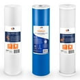 thumbnail image 1 of Aquaboon 5 Micron Big Blue 20" x 4.5" GAC, CTO Carbon Block & Sediment Replacement Filter Cartridges Set | 1 set, 3 packs EP20-BB, 2C-20BB, 155358-43, DGD-5005-20, 1 of 7