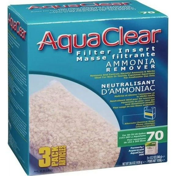 Aquaclear Ammonia Remover Filter Insert [Aquarium, Ammonia Removers] Size 70 - 3 count