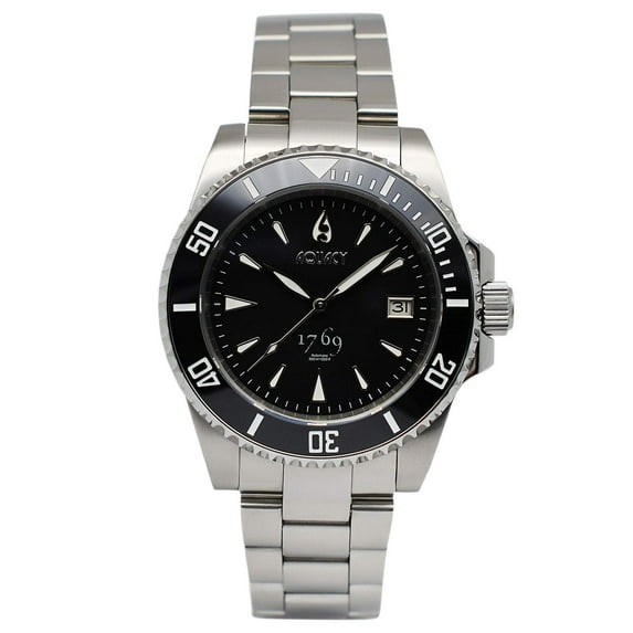 Aquacy 1769 Hei Matau Automatic Black Dive Watch 1769.B.B.S - 42 Hours Power Reserve Diver Swimming Wrist Watches For Men - 300M Water Resistance - Nearly Scratchproof Bezel - Luminous Hands
