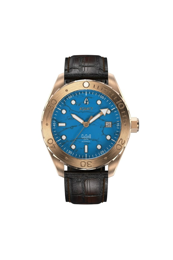 Bronze CuSn8 Turquoise Automatic Diver Watch BR.TQ.8215.L - Screw Down 316L Stainless Case Back - 200M Water Resistance - 40 Hours Power Reserve Dive Swimming Wrist Watches For Men