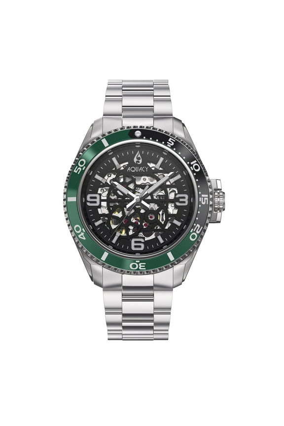 Hei Matau Skeleton Automatic Diver Watch SK.GR.BK.BK.ST - Screw Down See Thru Case Back - 200M Water Resistance - 42 Hours Power Reserve Dive Swimming Wrist Watches For Men