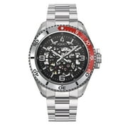 Aquacy Hei Matau Skeleton Black Dial Silver/Red Bezel Automatic Diver Watch SK.SV.RD.BK.ST - See Thru Case Back - 200M Water Resistance - 42 Hours Power Reserve Dive Swimming Wrist Watches For Men