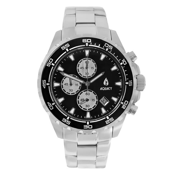 Aquacy Hei Matau TradeWinds Chronograph Black Panda Dial Watch TW.OS10.BLPNDA.ST - Embossed Case Back - 200M Water Resistance - Japan Miyota Quartz Movement Dive Swimming Wrist Watches For Men