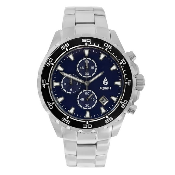 Aquacy Hei Matau TradeWinds Chronograph Navy Blue Dial Watch TW.OS10.NVBL.ST - Screw Down Embossed Case Back - 200M Water Resistance - Japan Miyota Quartz Movement Dive Swimming Wrist Watches For Men